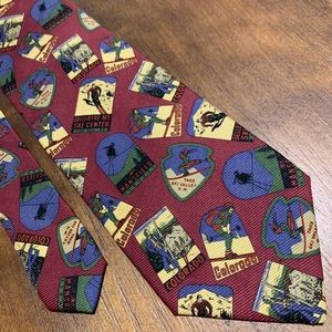 Novelty Colorado ski silk neck tie